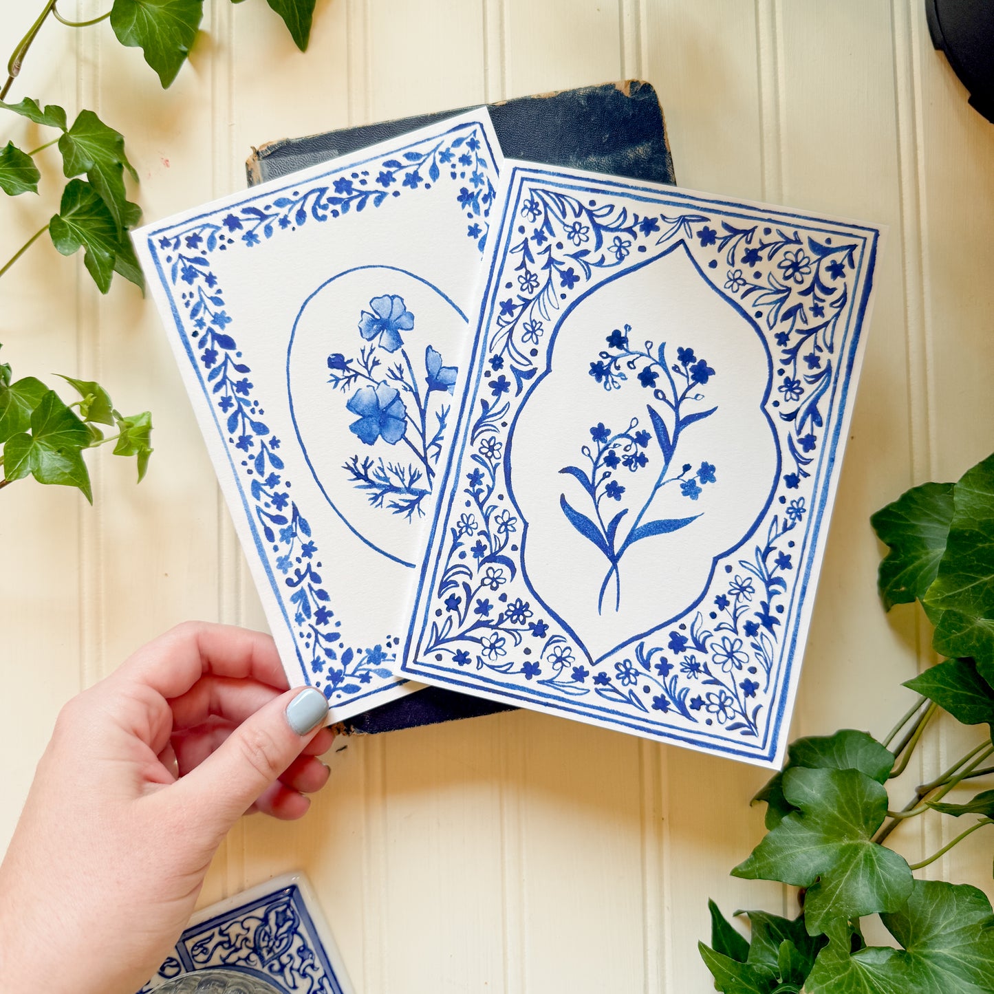 Painted Tiles - Blank Greeting Card Set