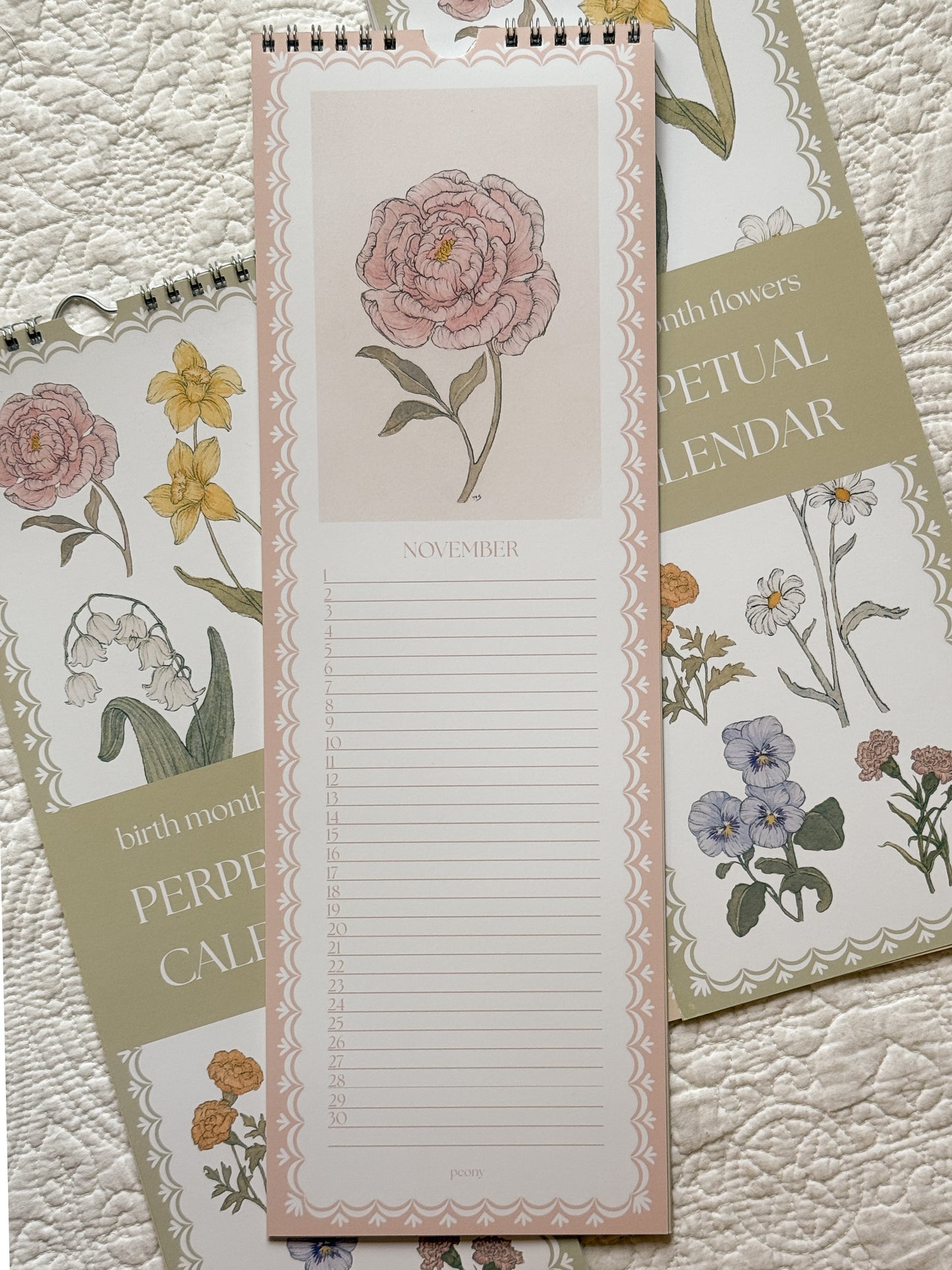 Birth Month Flowers Perpetual Calendar