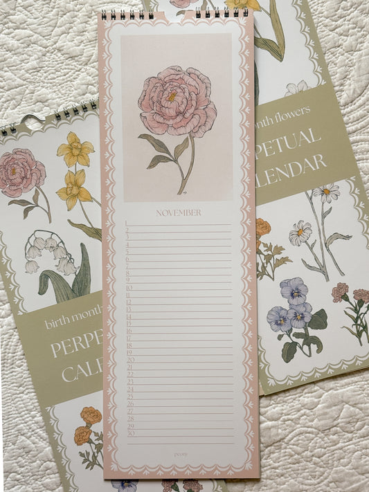 Birth Month Flowers Perpetual Calendar